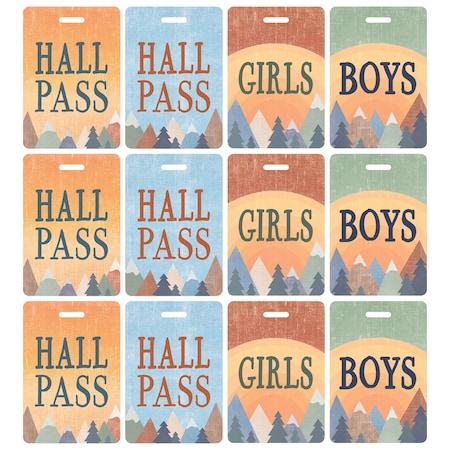 Teacher Created Resources Moving Mountains Hall Pass with Lanyard, 4 Designs, 12PK 20321